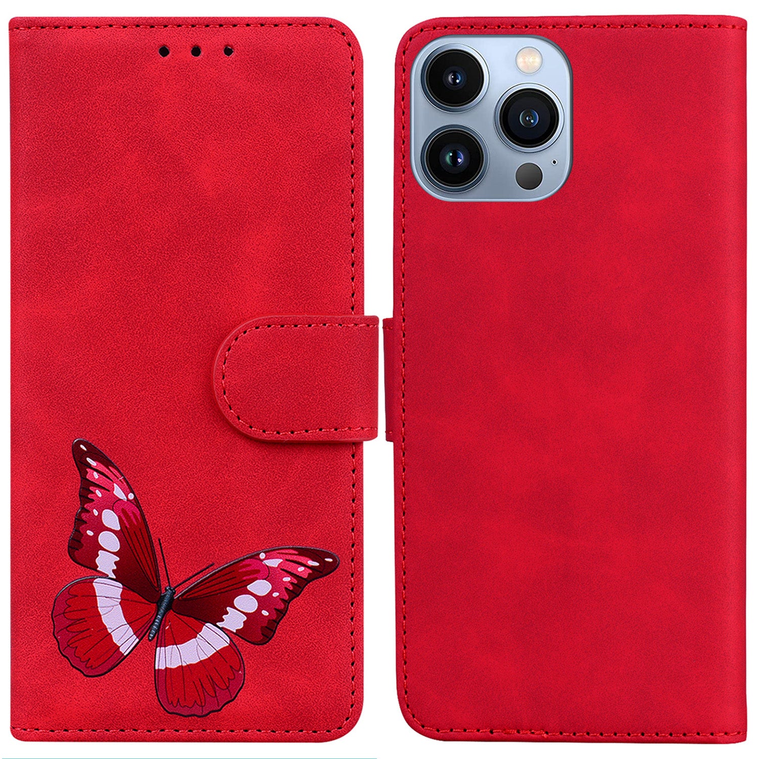 For iPhone 15 Pro Flip Stand Wallet PU Leather TPU Case Butterfly Printing Phone Cover For iPhone 15 Pro Flip Stand Wallet PU Leather TPU Case Butterfly Printing Phone Cover
